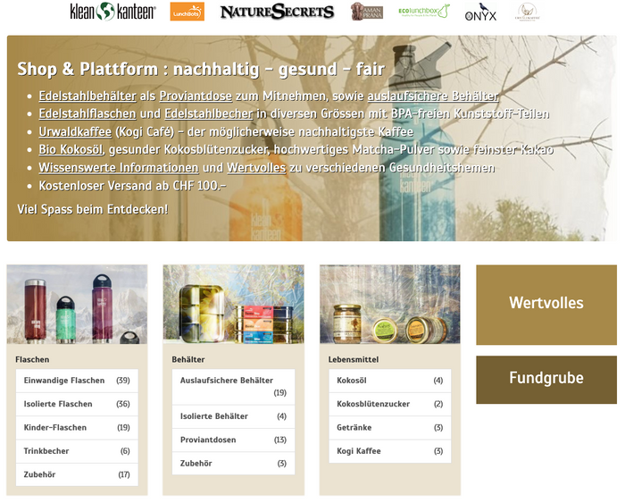 Screenshot des Wert&Voll Onlineshops aus dem Jahr 2015